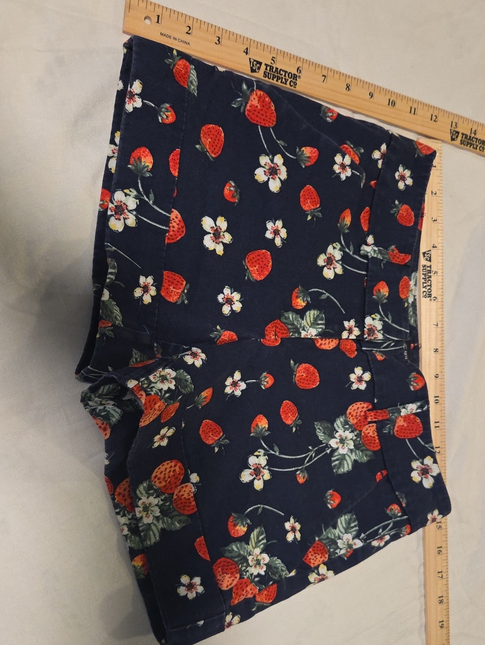 Navy Strawberry-Print Women's Cotton  Shorts